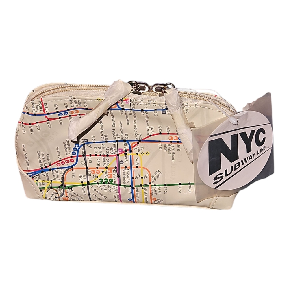 NYC Subway Line Cosmetic Case, Makeup Bag Zip Top Official Merch NWT